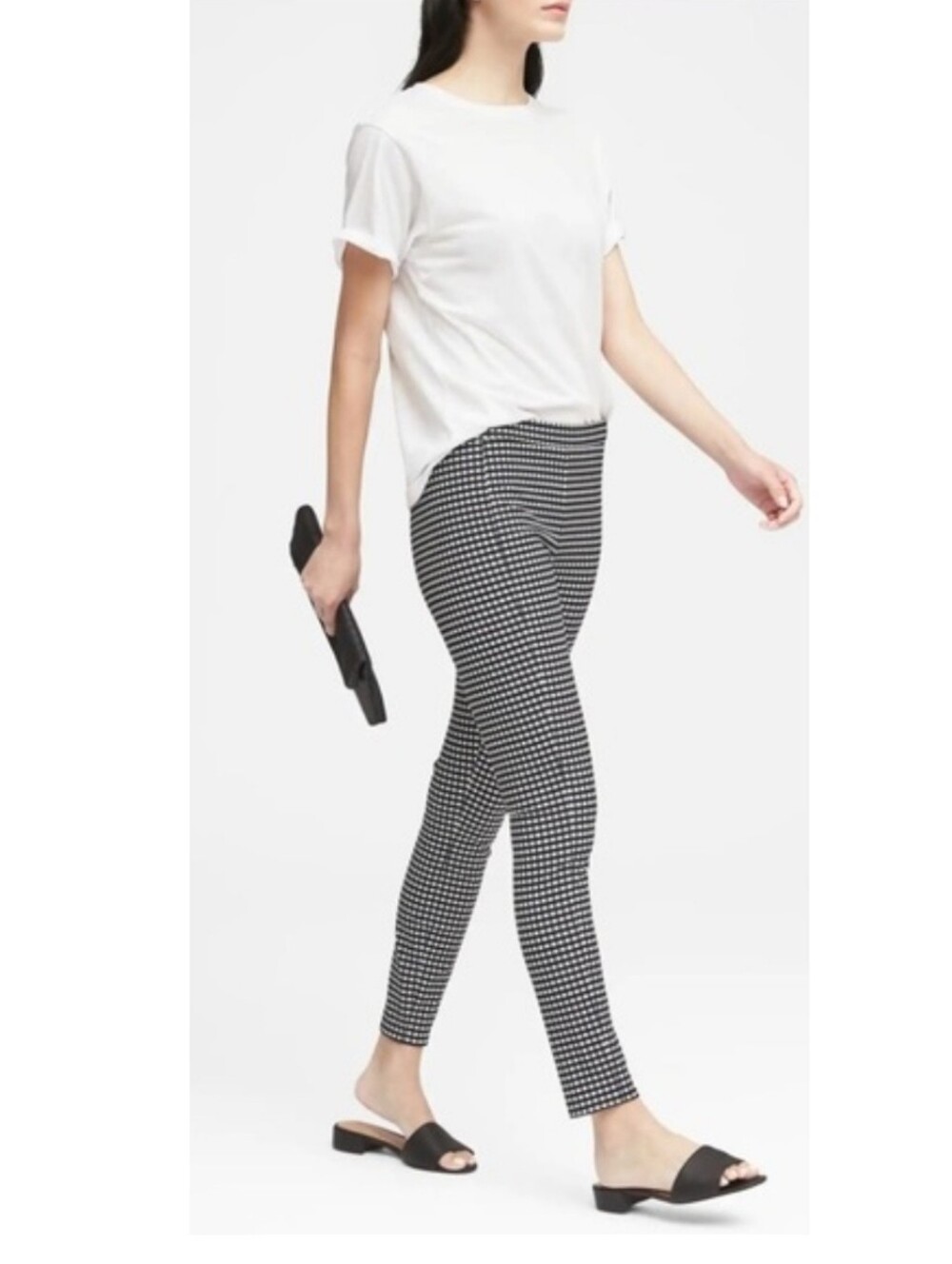 Banana Republic Size 2 Devon Pants Black White CO-1890